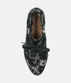 Laura Vita Pretty Black Midi Heel Lace Up Shoes