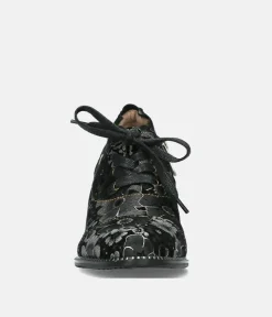 Laura Vita Pretty Black Midi Heel Lace Up Shoes