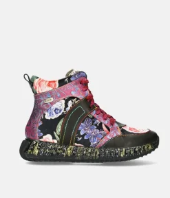 Laura Vita Pretty Black Multi Colour Hi Top Fashion Trainer
