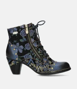 Laura Vita Pretty Blue Floral Ankle Boots