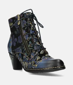 Laura Vita Pretty Blue Floral Ankle Boots