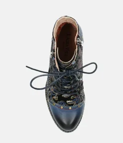 Laura Vita Pretty Blue Floral Ankle Boots