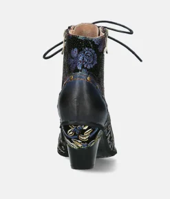Laura Vita Pretty Blue Floral Ankle Boots