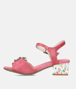 Laura Vita Pretty Pink Floral Block Heel Sandals