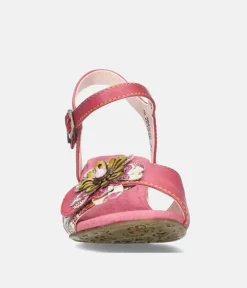 Laura Vita Pretty Pink Floral Block Heel Sandals