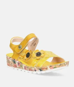 Laura Vita Pretty Yellow Mini Wedge Sandals