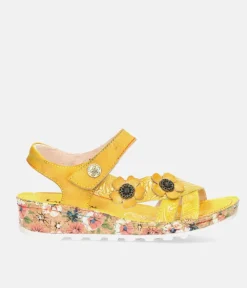Laura Vita Pretty Yellow Mini Wedge Sandals
