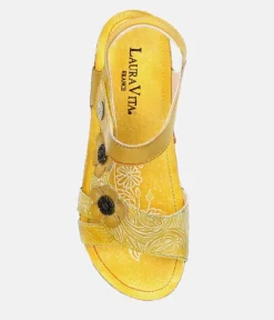 Laura Vita Pretty Yellow Mini Wedge Sandals