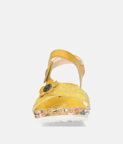 Laura Vita Pretty Yellow Mini Wedge Sandals