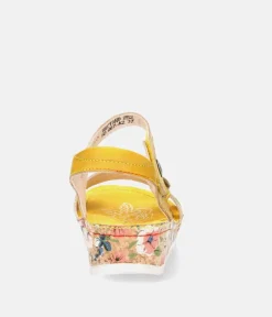 Laura Vita Pretty Yellow Mini Wedge Sandals