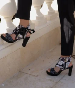 Laura Vita Sexy Black High Block Heel Sandals