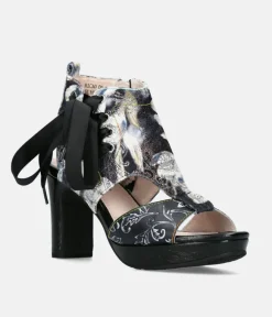 Laura Vita Sexy Black High Block Heel Sandals