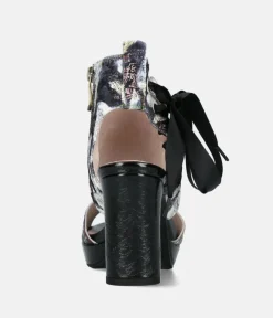 Laura Vita Sexy Black High Block Heel Sandals