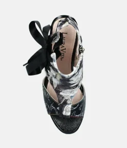 Laura Vita Sexy Black High Block Heel Sandals