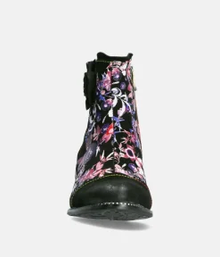 Laura Vita Stylish Black/Pink Multi Ankle Boots