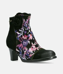 Laura Vita Stylish Black/Pink Multi Ankle Boots