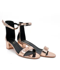 Metallic Copper Barely There Block Heels