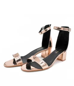 Metallic Copper Barely There Block Heels