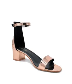 Metallic Copper Barely There Block Heels