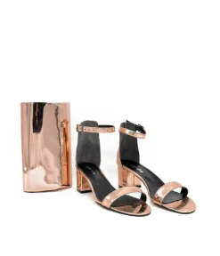 Metallic Copper Sandals and Matching Bag