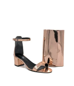 Metallic Copper Sandals and Matching Bag