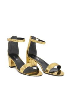 Metallic Gold Barely There Block Heels