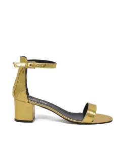 Metallic Gold Barely There Block Heels