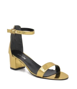 Metallic Gold Barely There Block Heels