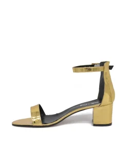 Metallic Gold Barely There Block Heels