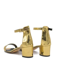 Metallic Gold Barely There Block Heels