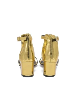 Metallic Gold Barely There Block Heels