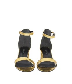 Metallic Gold Barely There Block Heels