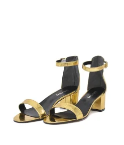 Metallic Gold Barely There Block Heels