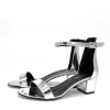 Metallic Silver Barely There Block Heels