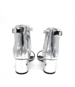 Metallic Silver Barely There Block Heels