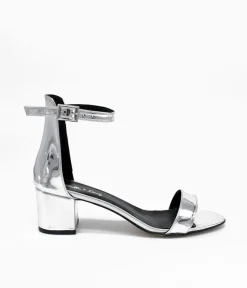Metallic Silver Barely There Block Heels