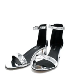 Metallic Silver Barely There Block Heels