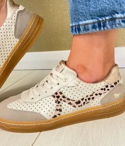 Mustang Beige Multi Low Top Gum Sole Trainer