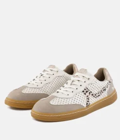 Mustang Beige Multi Low Top Gum Sole Trainer