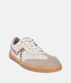 Mustang Beige Multi Low Top Gum Sole Trainer