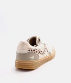 Mustang Beige Multi Low Top Gum Sole Trainer