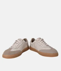 Mustang Beige Multi Low Top Gum Sole Trainer