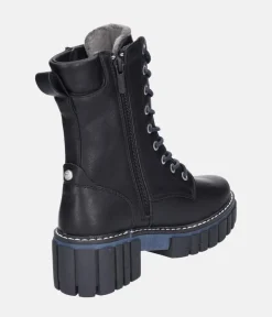 Mustang Black Platform Ankle Boots
