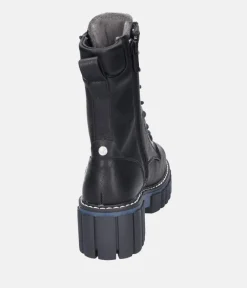 Mustang Black Platform Ankle Boots