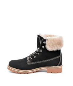 Mustang Chunky Black Cosy Ankle Boots