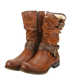 Mustang Cognac Mid Calf Slouch Boot