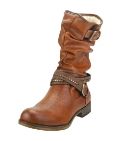 Mustang Cognac Mid Calf Slouch Boot