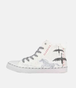 Mustang Fab White Hi-Top Trainers