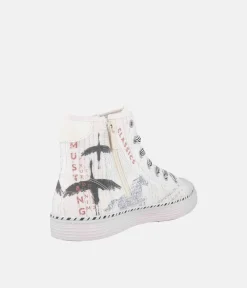 Mustang Fab White Hi-Top Trainers