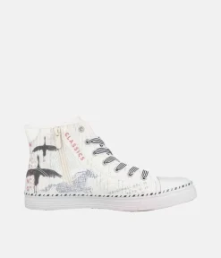 Mustang Fab White Hi-Top Trainers